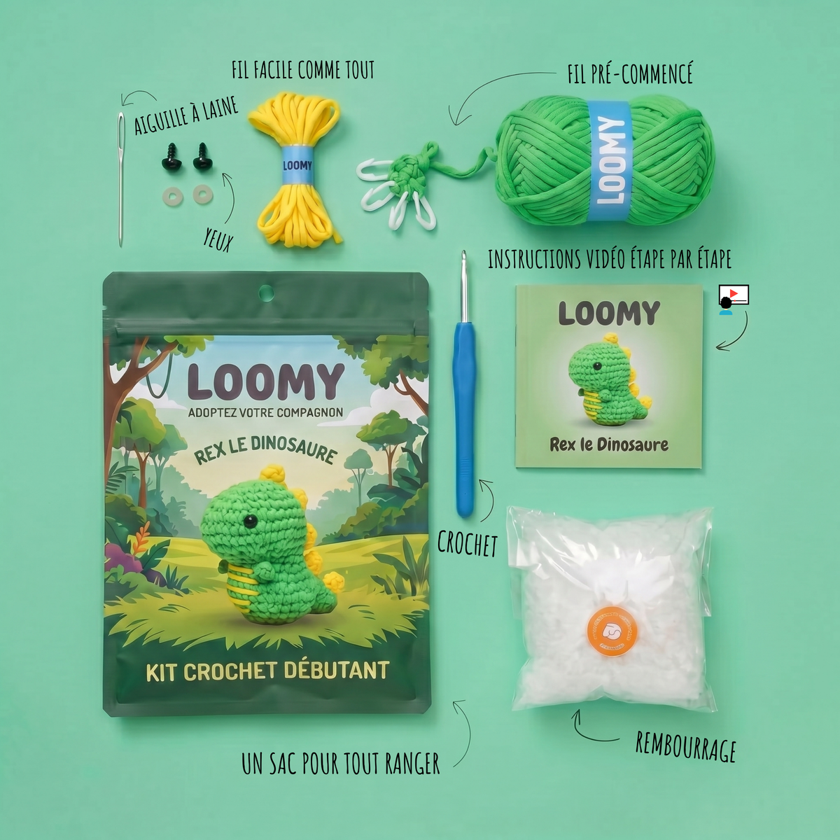 Kit Crochet Débutant | Rex le Dinosaure